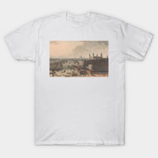 London, the Pool and the Tower (from William Daniell's Six Views of London; Thames side) by William Daniell T-Shirt